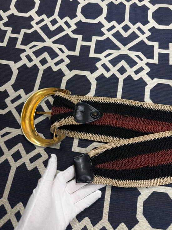 Vintage 90s Donna Karan Statement Belt Gold Buckle Wide Adjustable Oversized main image 6
